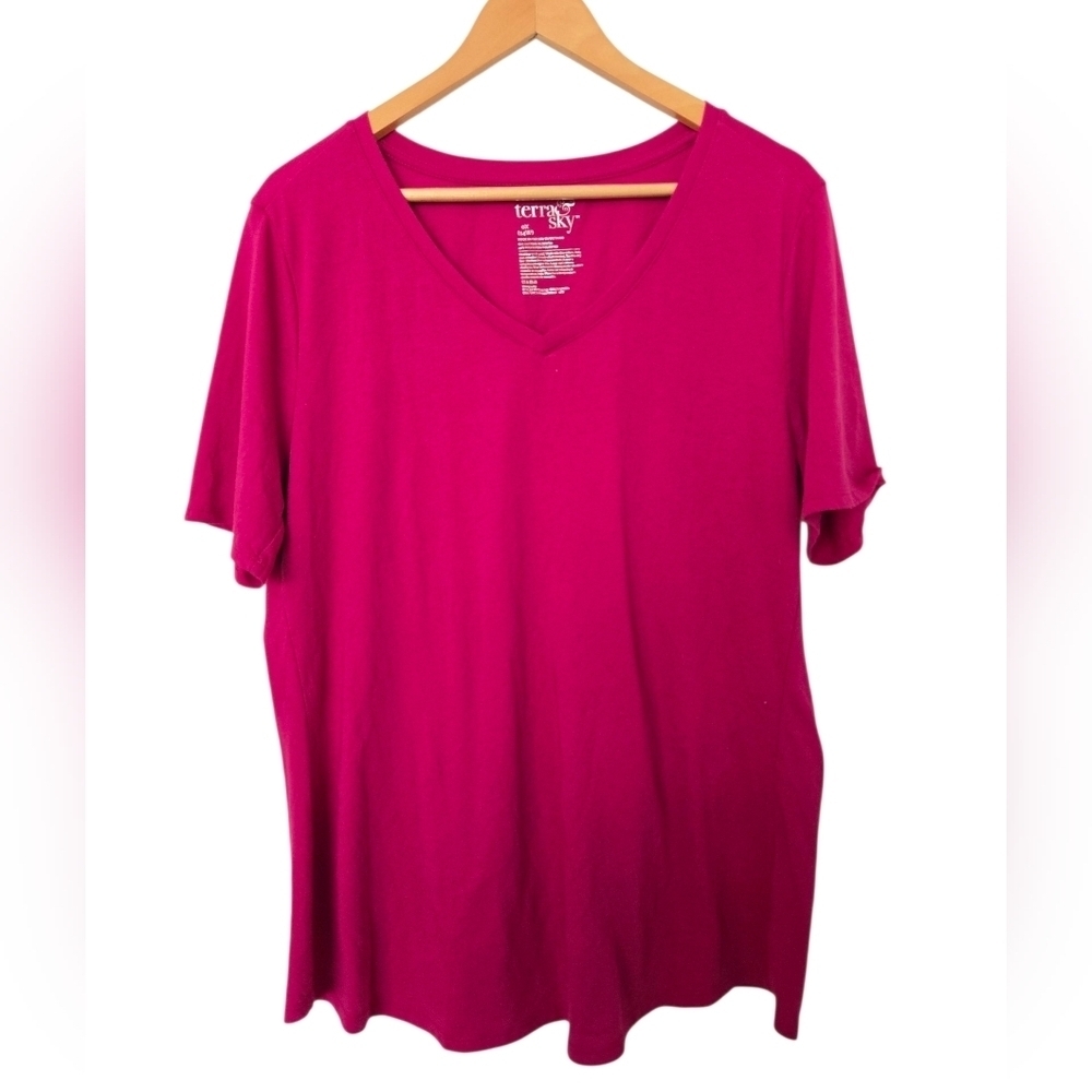 Terra & Sky Women's V-Neck Tops Size 0X/14 - Picture 4 of 6